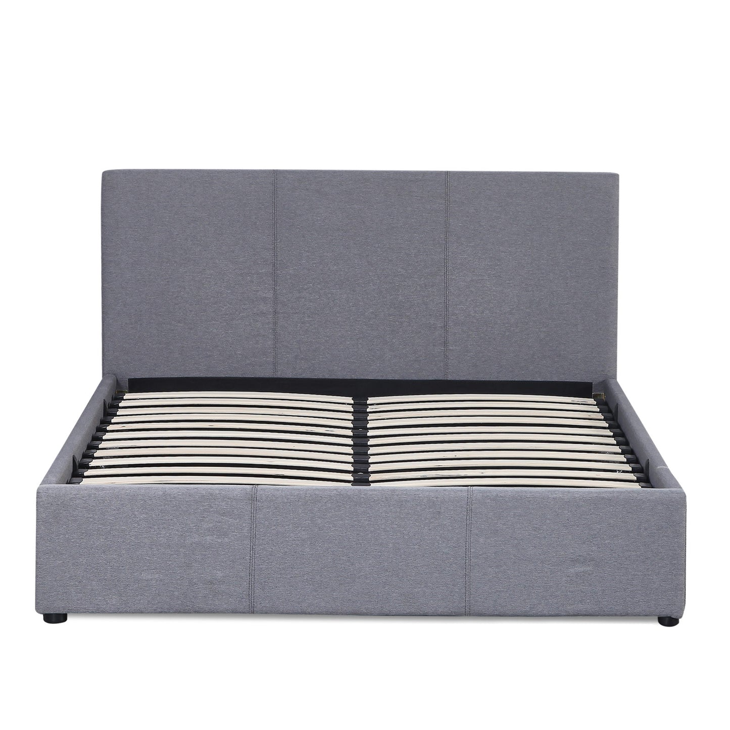 Milano Luxury Gas Lift Bed Frame Base And Headboard With Storage - King - Grey - TRENDZ