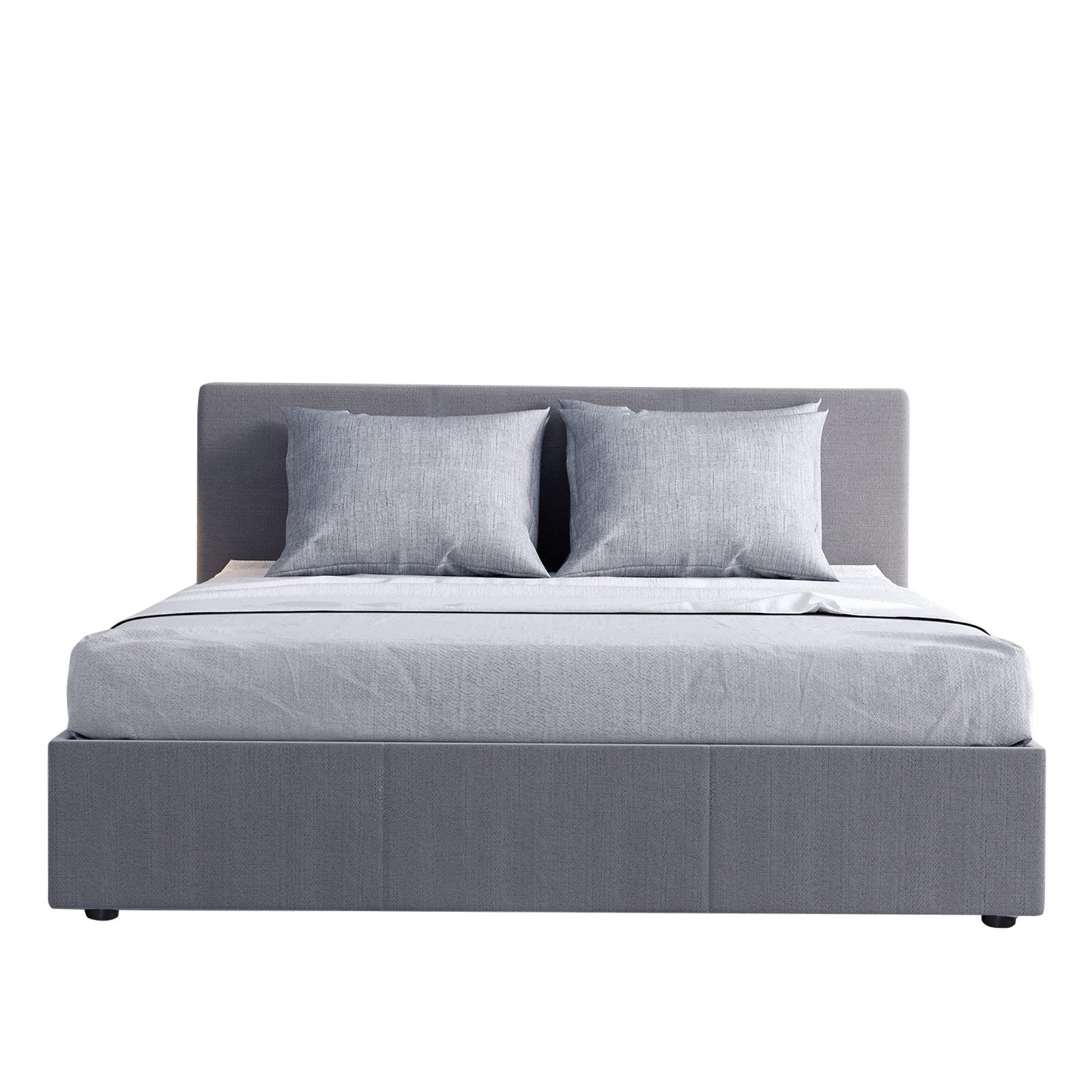 Milano Luxury Gas Lift Bed Frame Base And Headboard With Storage - King - Grey - TRENDZ