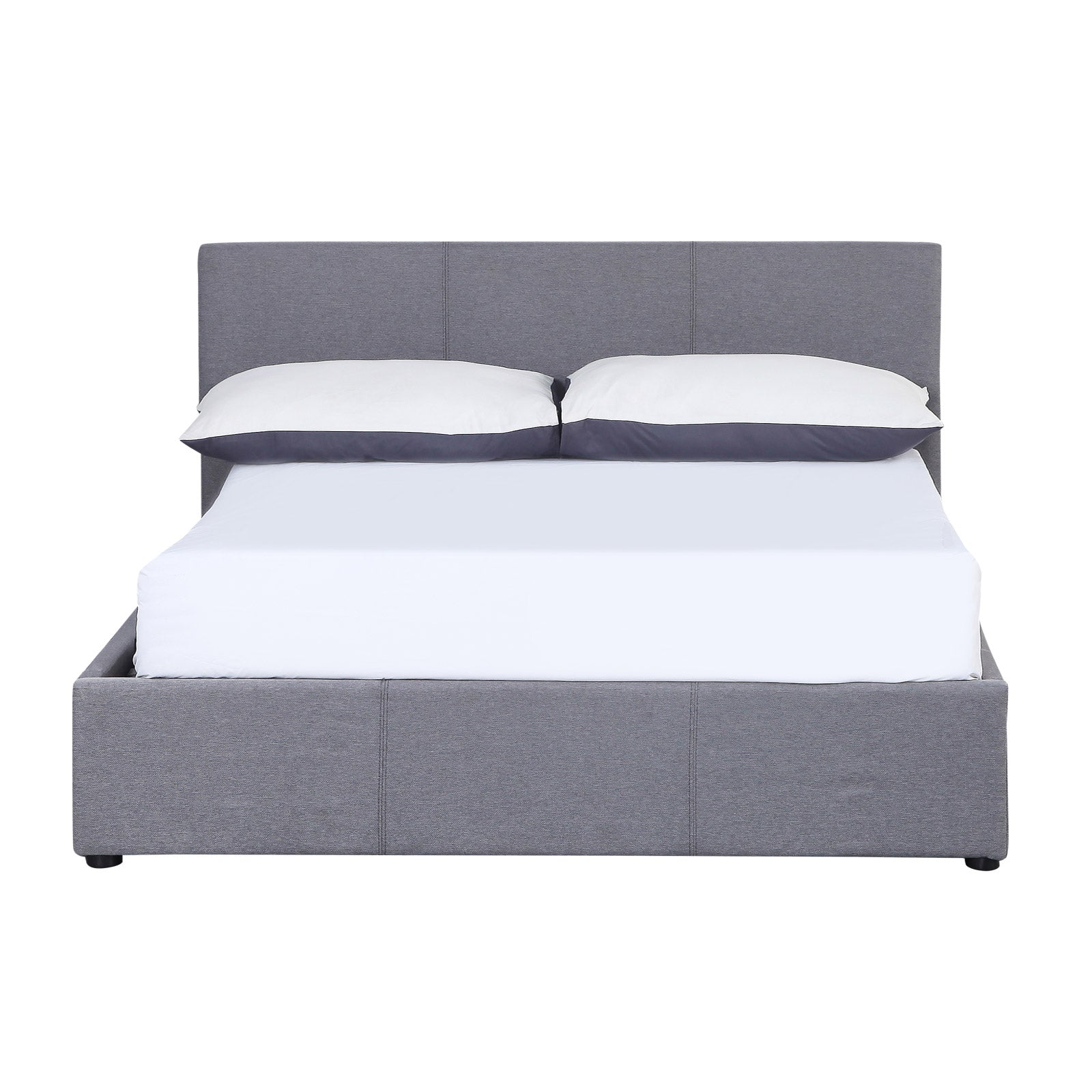Milano Luxury Gas Lift Bed Frame Base And Headboard With Storage - King - Grey - TRENDZ