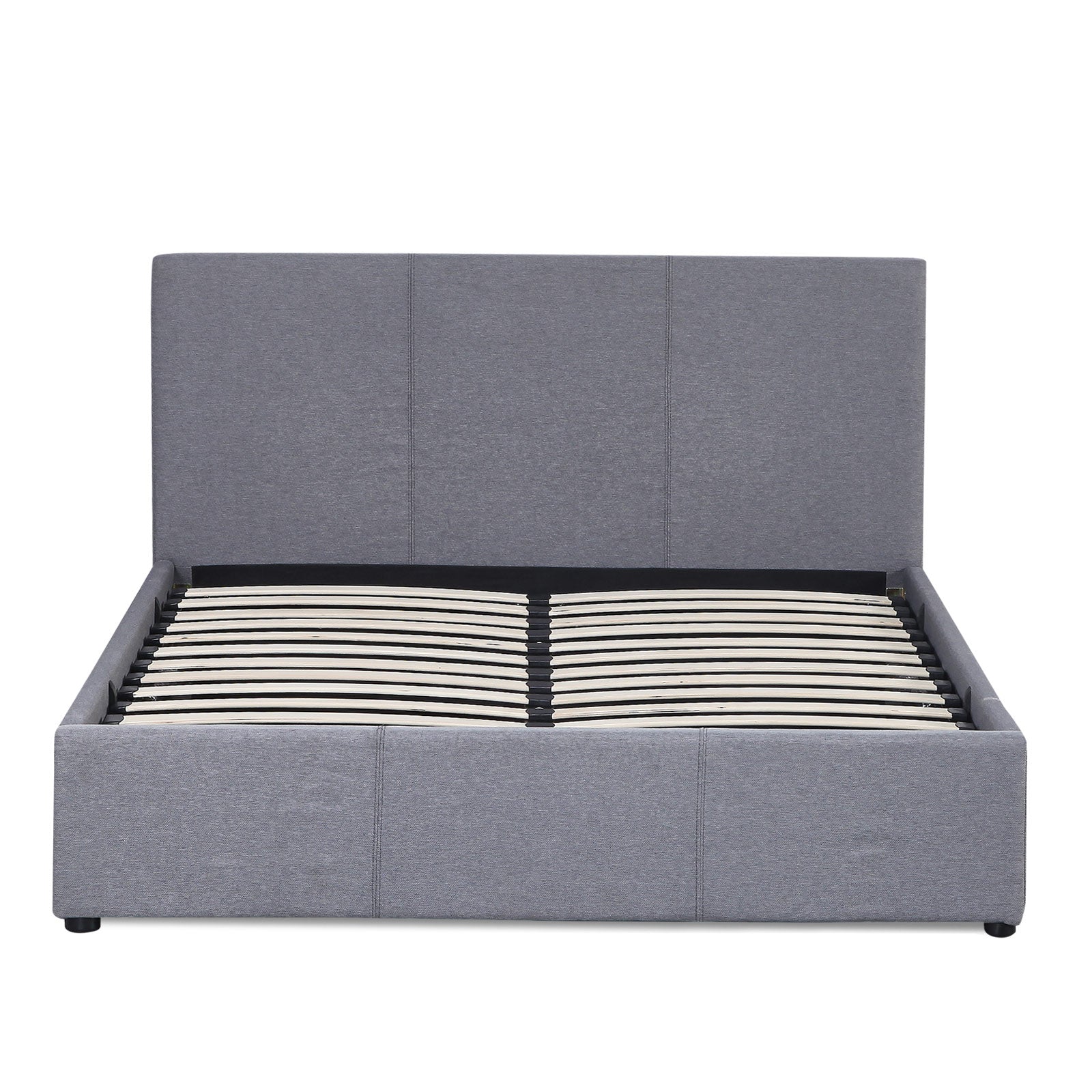Milano Luxury Gas Lift Bed Frame Base And Headboard With Storage - King Single - Grey - TRENDZ