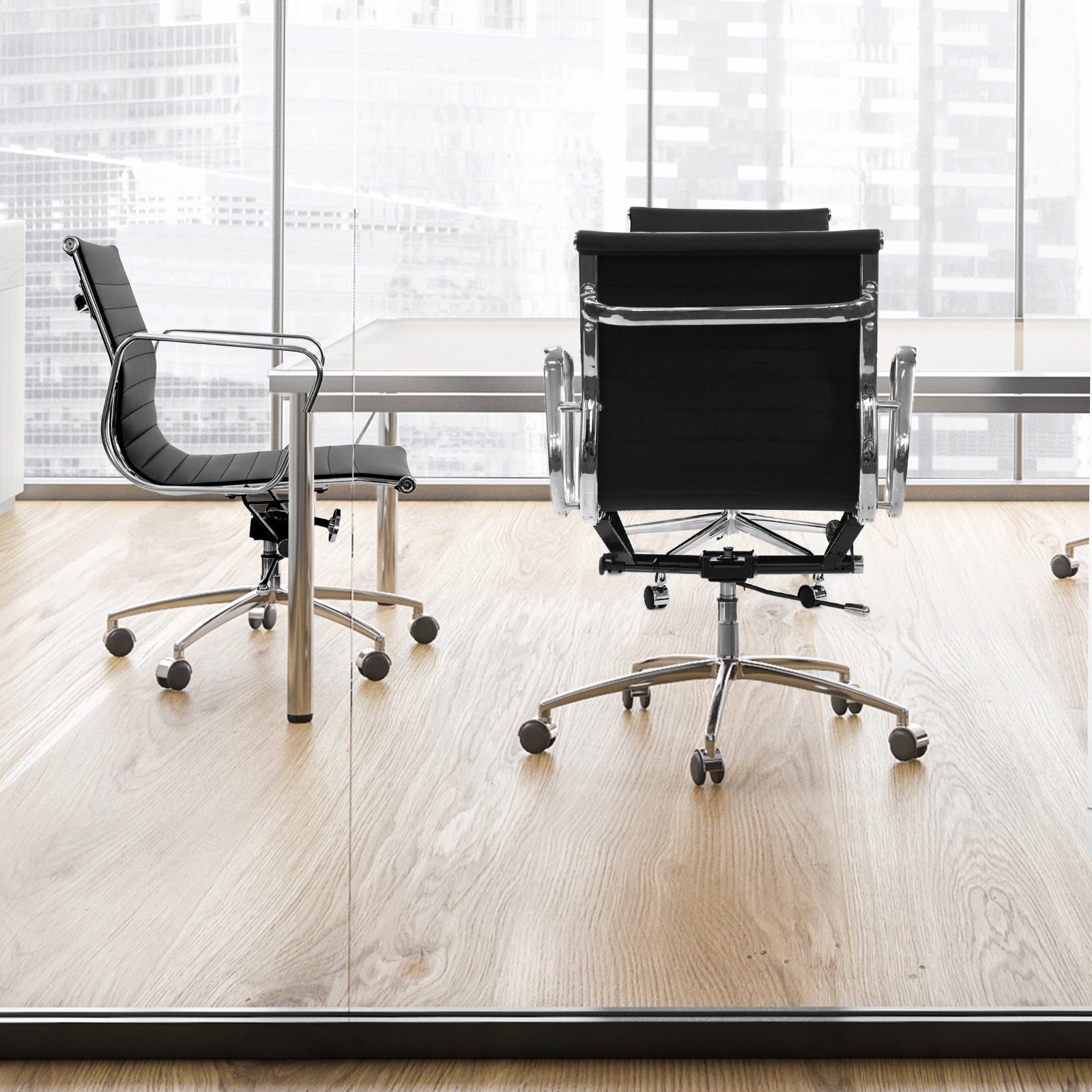 Milano Home Office Computer Chair PU Leather Adjustable Seat Mid Back Black - TRENDZ