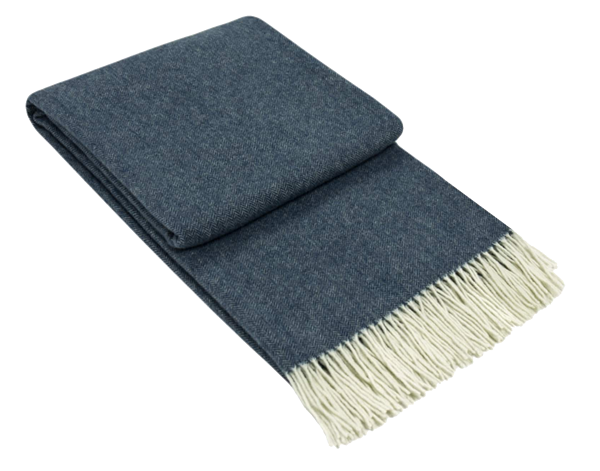 Kensington Throw - 10% Cashmere/ 90% Super Fine Merino Wool - Navy - TRENDZ