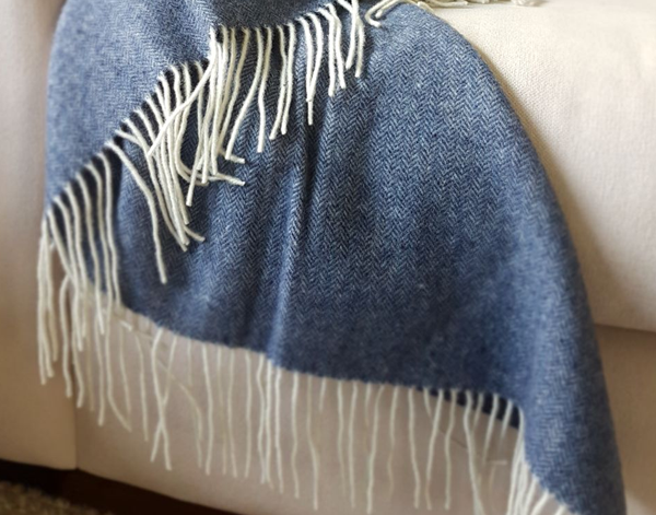 Kensington Throw - 10% Cashmere/ 90% Super Fine Merino Wool - Navy - TRENDZ
