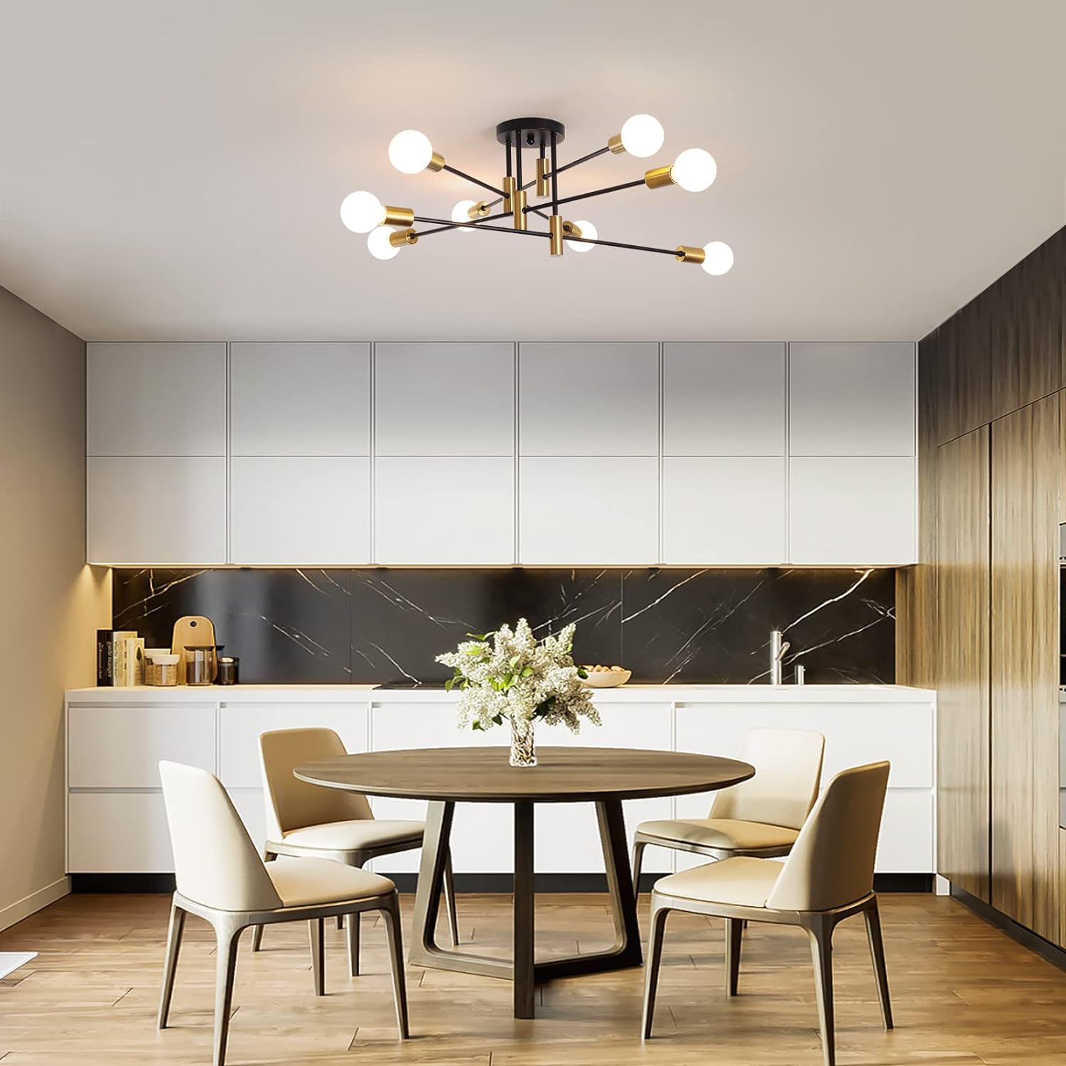 Modern Black Gold Ceiling Light 8 Lights - TRENDZ