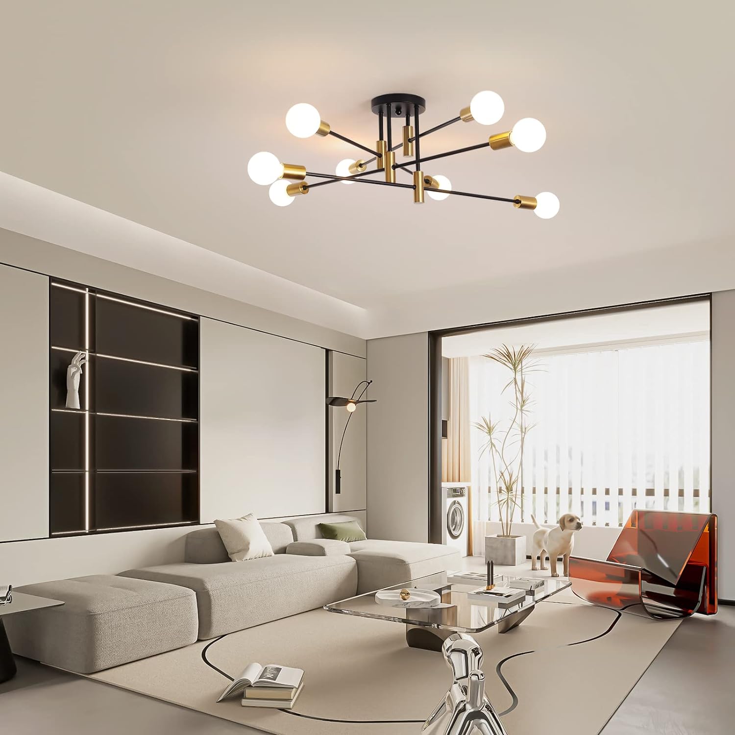 Modern Black Gold Ceiling Light 8 Lights - TRENDZ