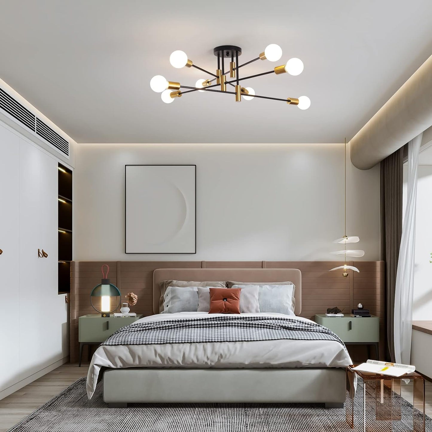 Modern Black Gold Ceiling Light 8 Lights - TRENDZ