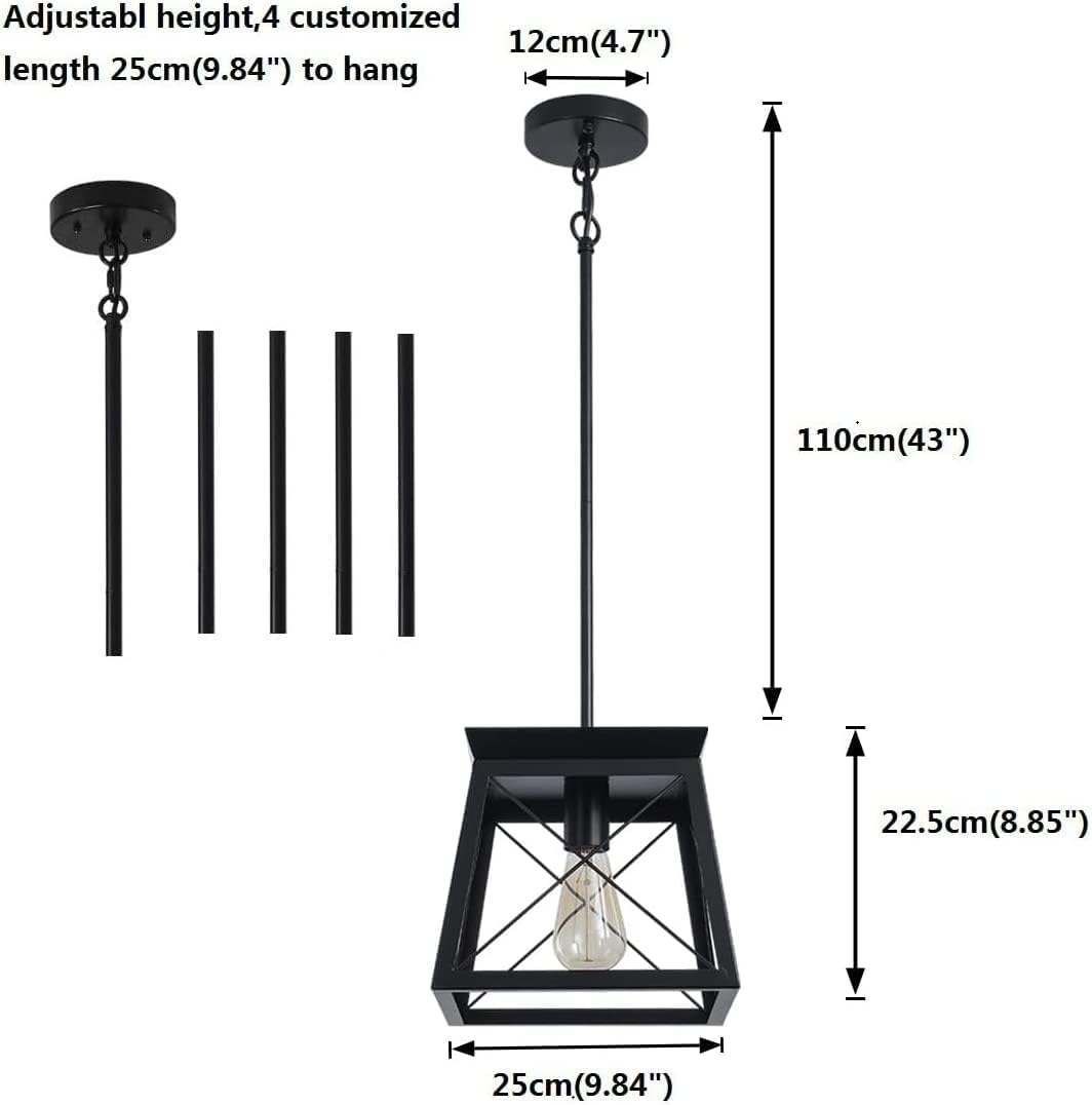 Farmhouse Rustic Lantern Pendant Light – Black Chandelier