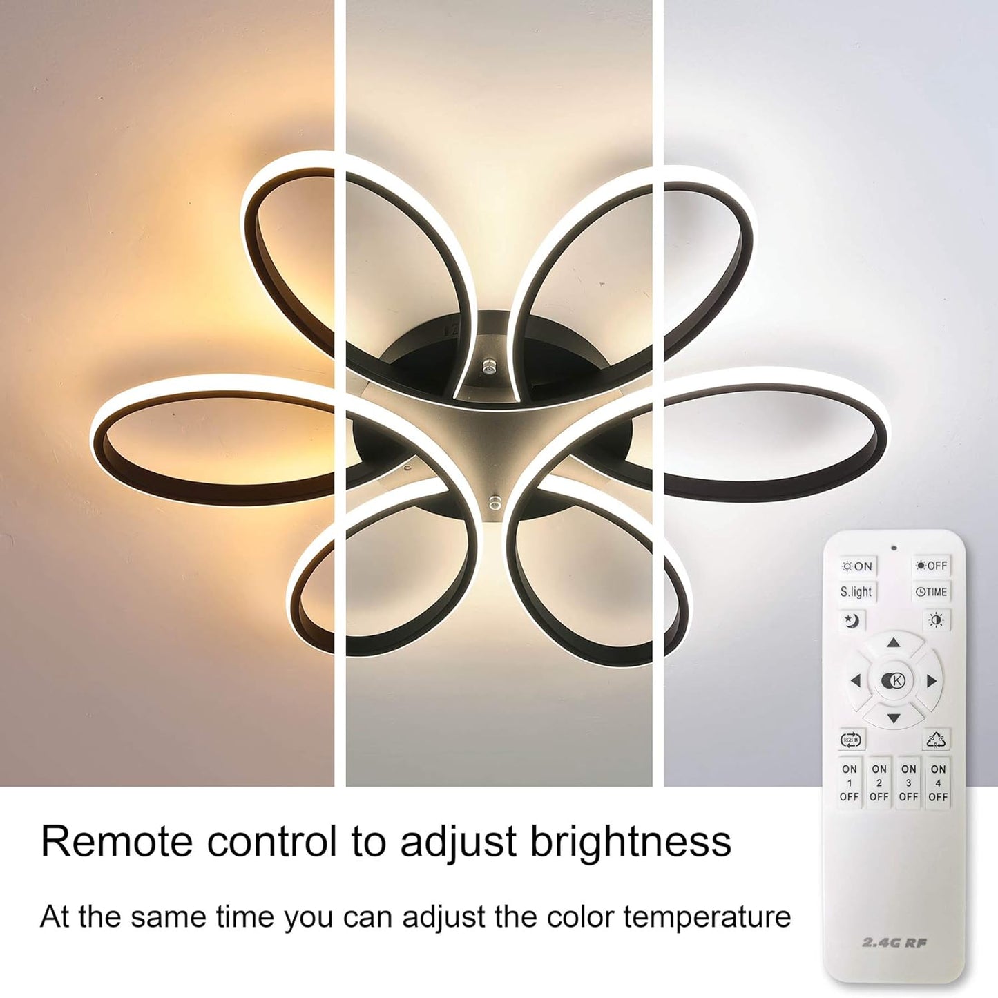 Modern LED Chandelier Flush-Mount Lamp – 60 cm with Remote Dimming
