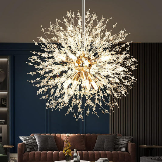 Modern Crystal Firework Chandelier – 8-Light Dandelion Design