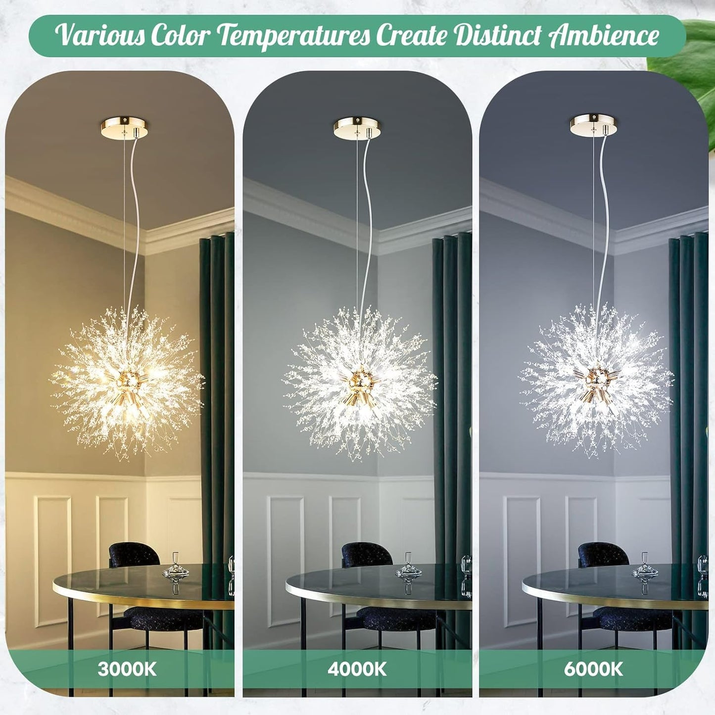 Modern Crystal Firework Chandelier – 8-Light Dandelion Design