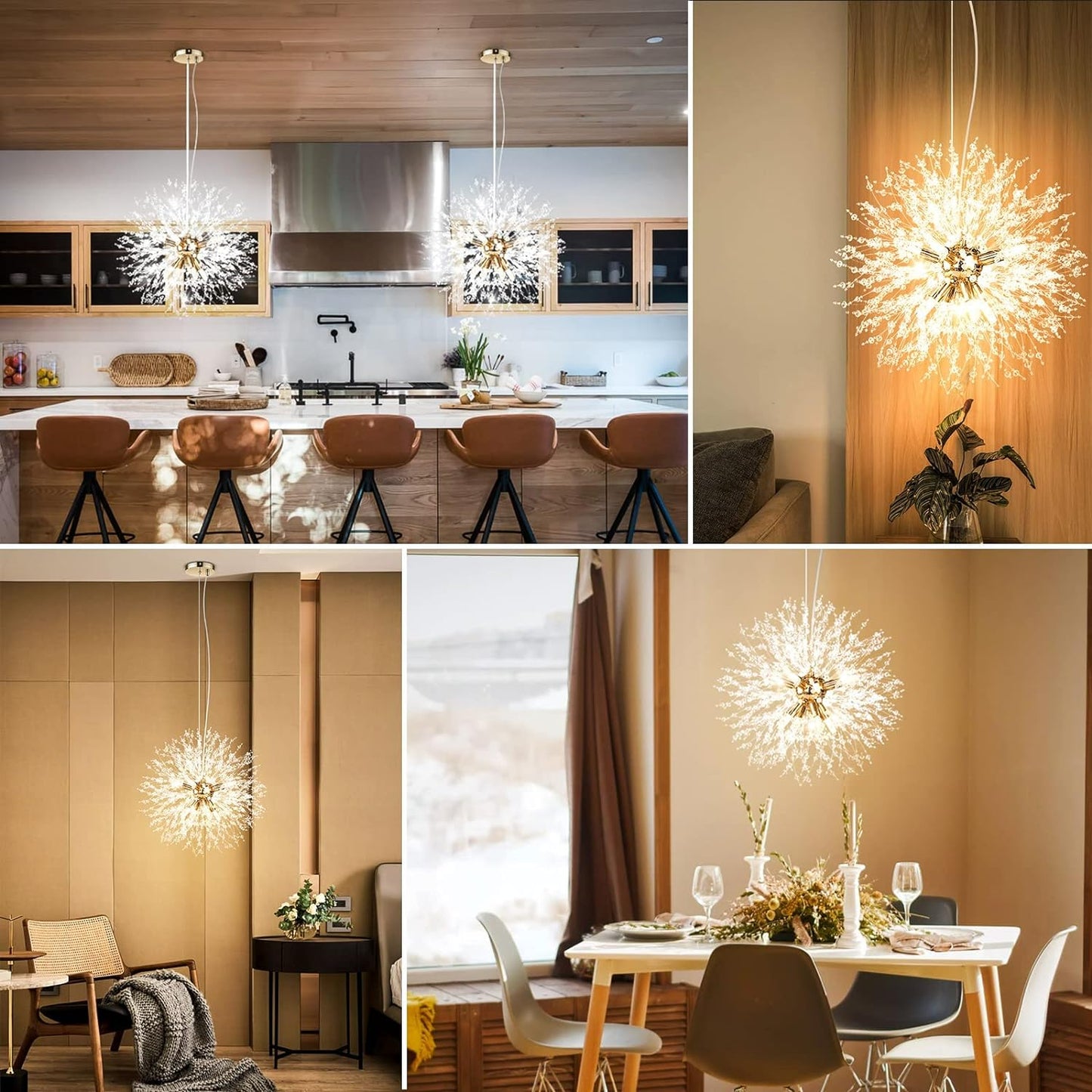 Modern Crystal Firework Chandelier – 8-Light Dandelion Design