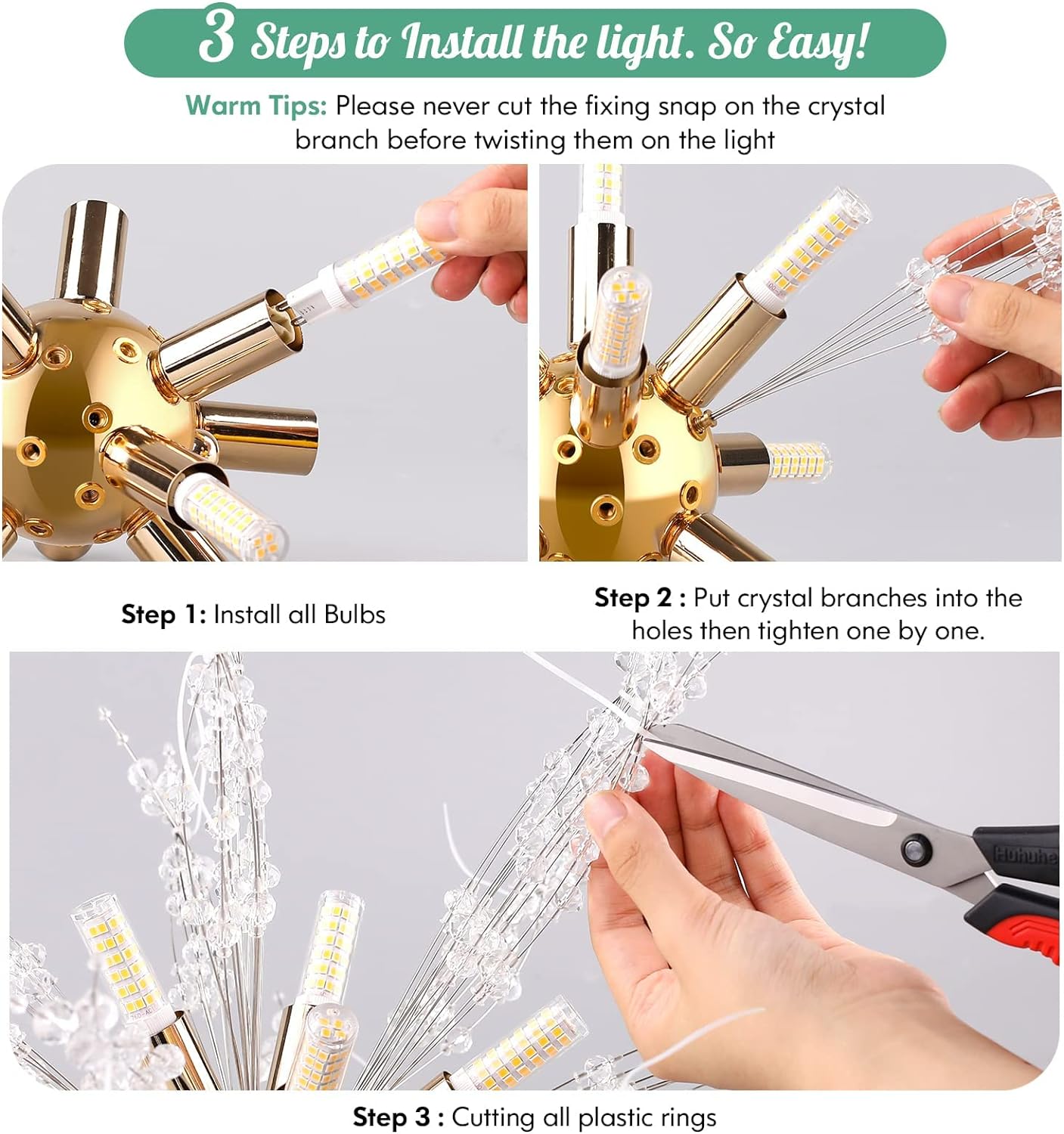 Modern Crystal Firework Chandelier – 8-Light Dandelion Design
