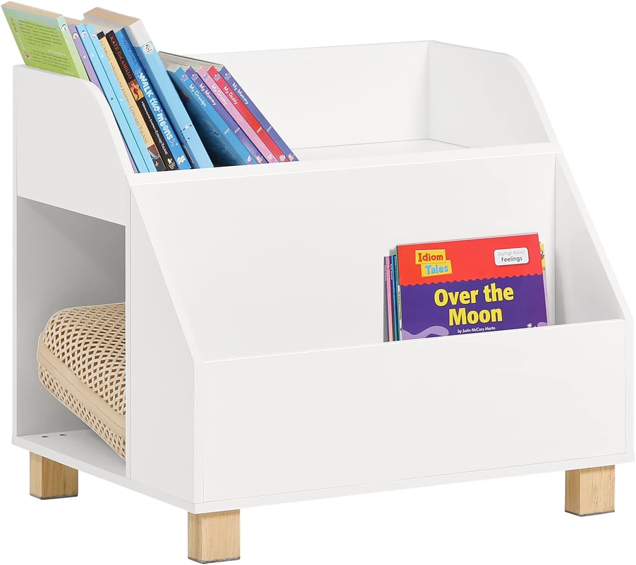 Kids Storage Bookcase 3 Compartments, White - TRENDZ