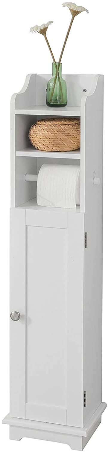 Toilet Paper Holder with Storage, Freestanding Cabinet, Toilet Brush Holder and Toilet Paper Dispenser 20x100x18 cm - TRENDZ