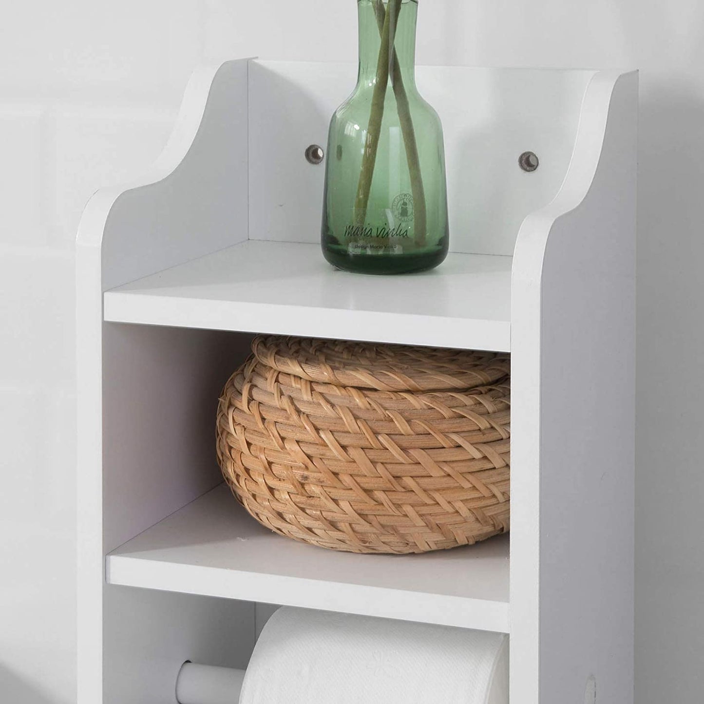 Toilet Paper Holder with Storage, Freestanding Cabinet, Toilet Brush Holder and Toilet Paper Dispenser 20x100x18 cm - TRENDZ