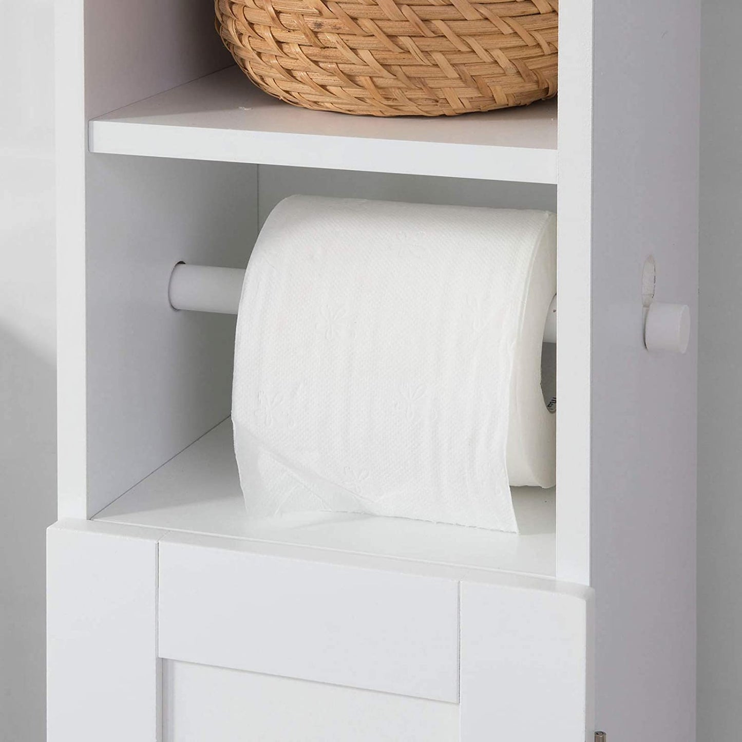 Toilet Paper Holder with Storage, Freestanding Cabinet, Toilet Brush Holder and Toilet Paper Dispenser 20x100x18 cm - TRENDZ
