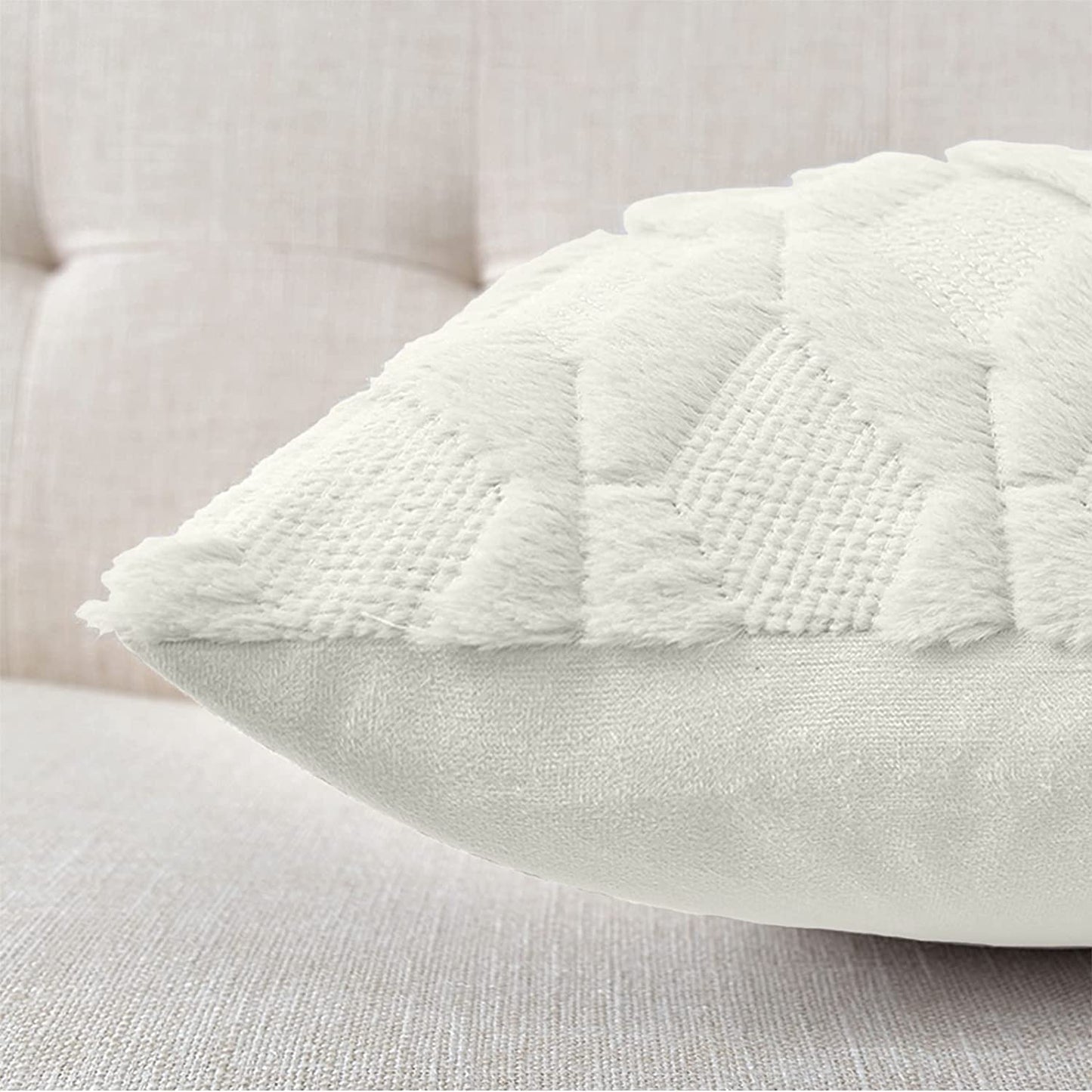 2 Pack Decorative Boho Throw Pillow Covers 45 x 45 cm (White) - TRENDZ