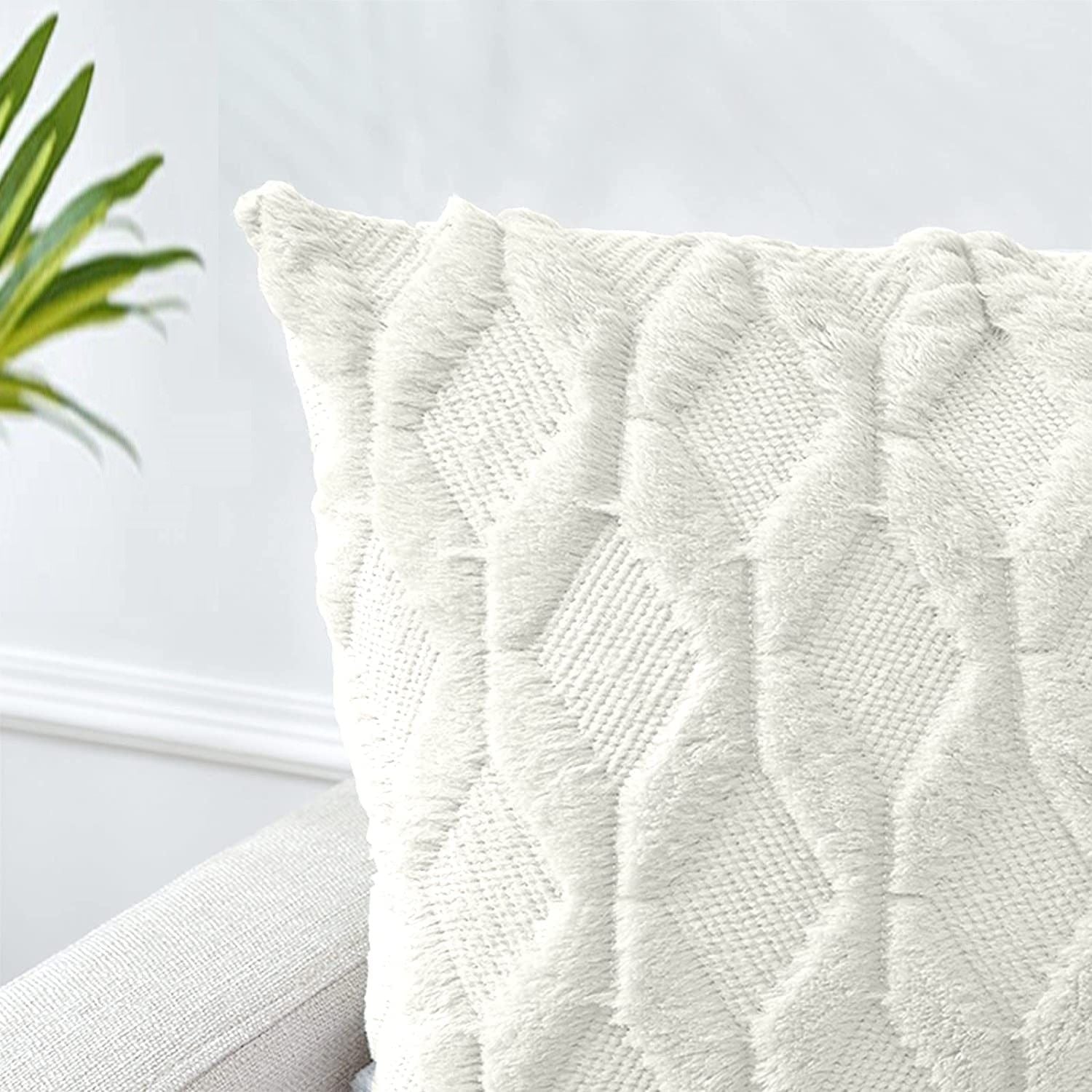 2 Pack Decorative Boho Throw Pillow Covers 45 x 45 cm (White) - TRENDZ