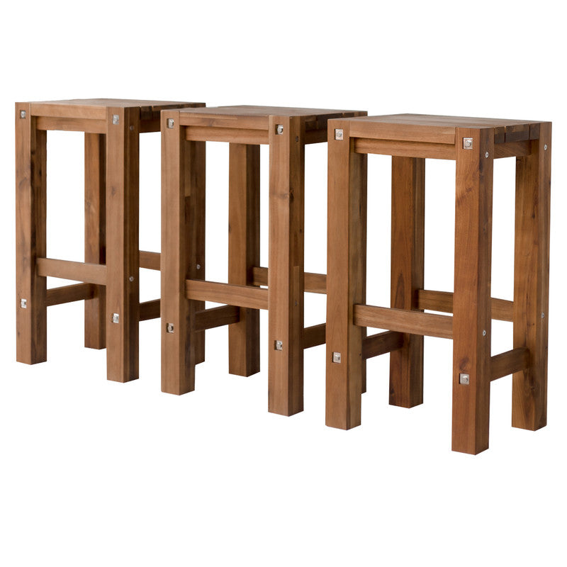 Set of 3 natural bar stools - TRENDZ
