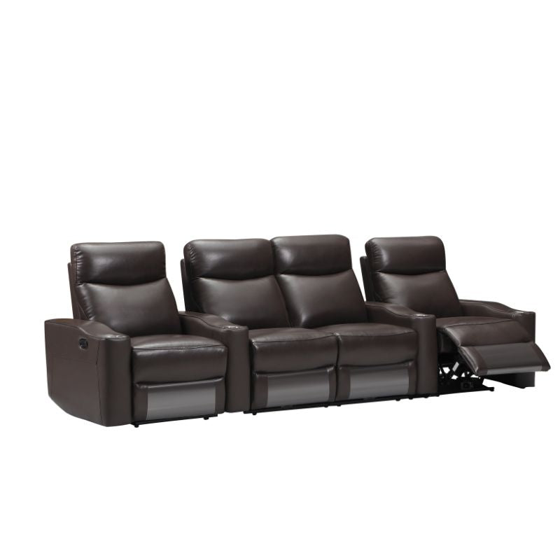 Chicago 4 Seat Home Theatre Lounge with all Electric Recliners & 4 Cup Holders - TRENDZ