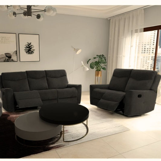 Fabric Motion Recliner Sofa Set Cosmic Dark Gray Manual 3+2 Seater - TRENDZ