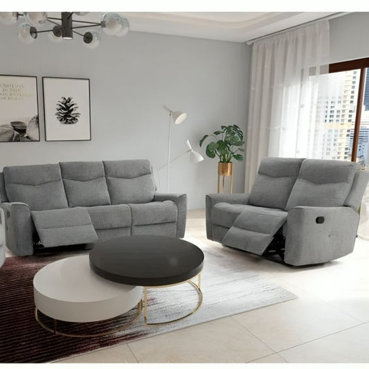 Fabric Motion Recliner Sofa Set Cosmic Light Gray Manual 3+2 Seater - TRENDZ