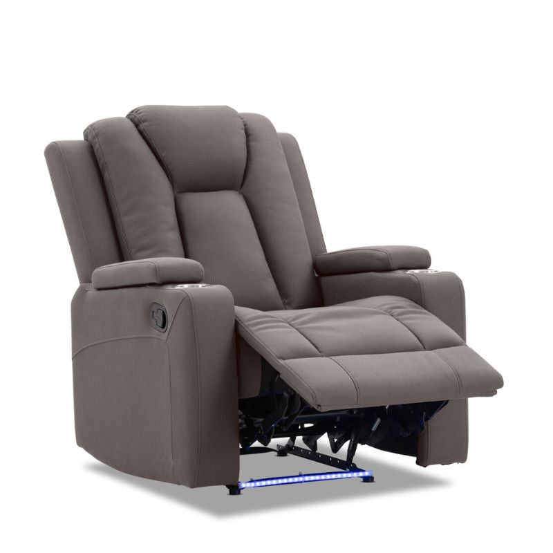 Theatre Electric Recliner Sofa Buckskin Fabric Single Chocolate - TRENDZ