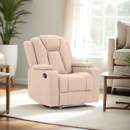 Theatre Electric Recliner Sofa Buckskin Fabric Single Latte - TRENDZ
