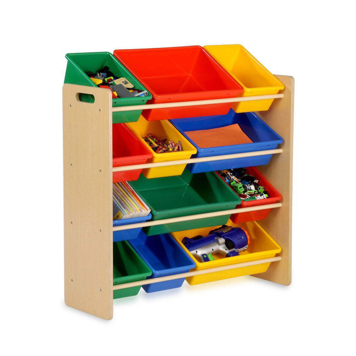 Kids Organiser Shelf Storage Rack for Toys - 12 Multicoloured Bins - TRENDZ