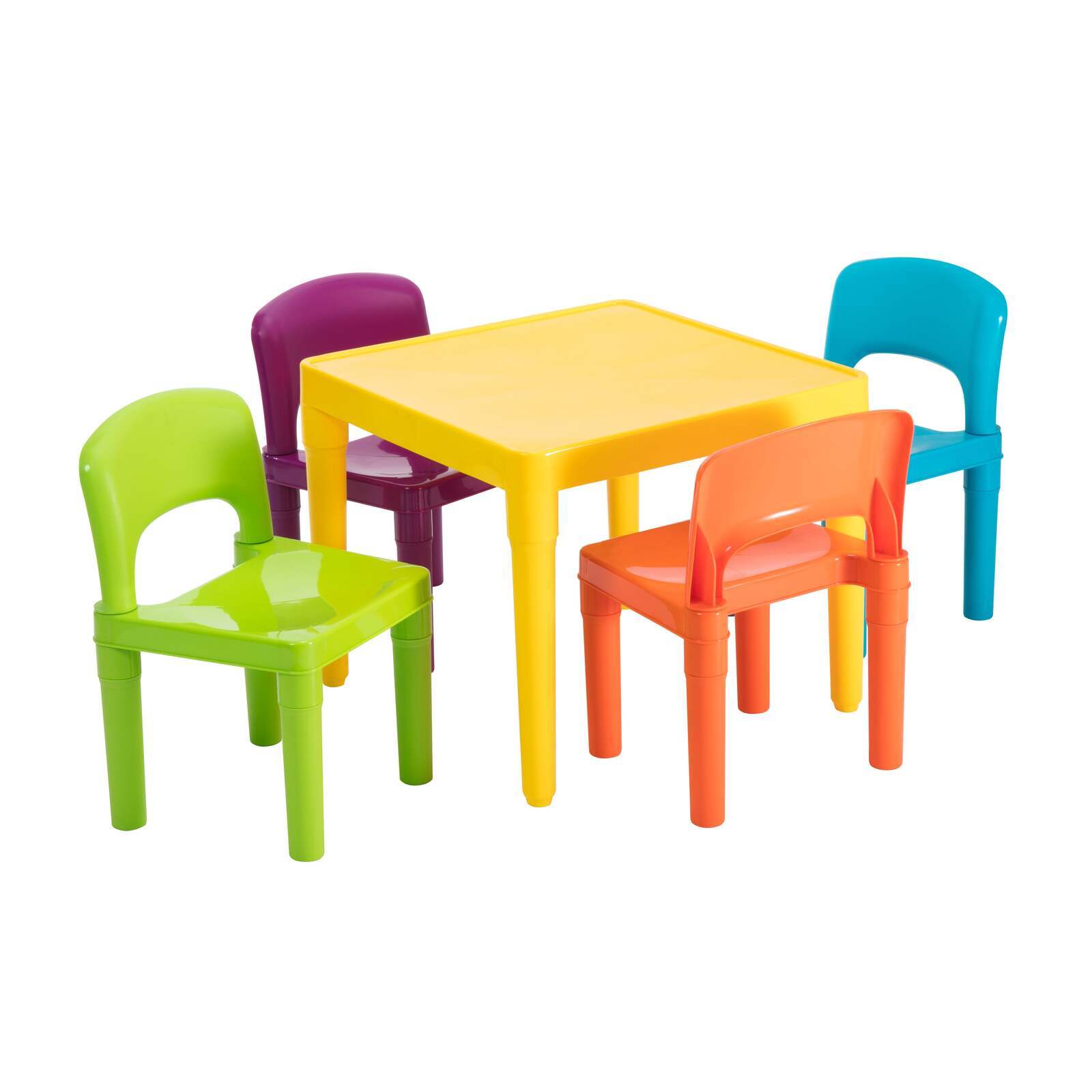 Kids Plastic 5-Piece Table & 4 Chairs Set (Multicoloured) - TRENDZ