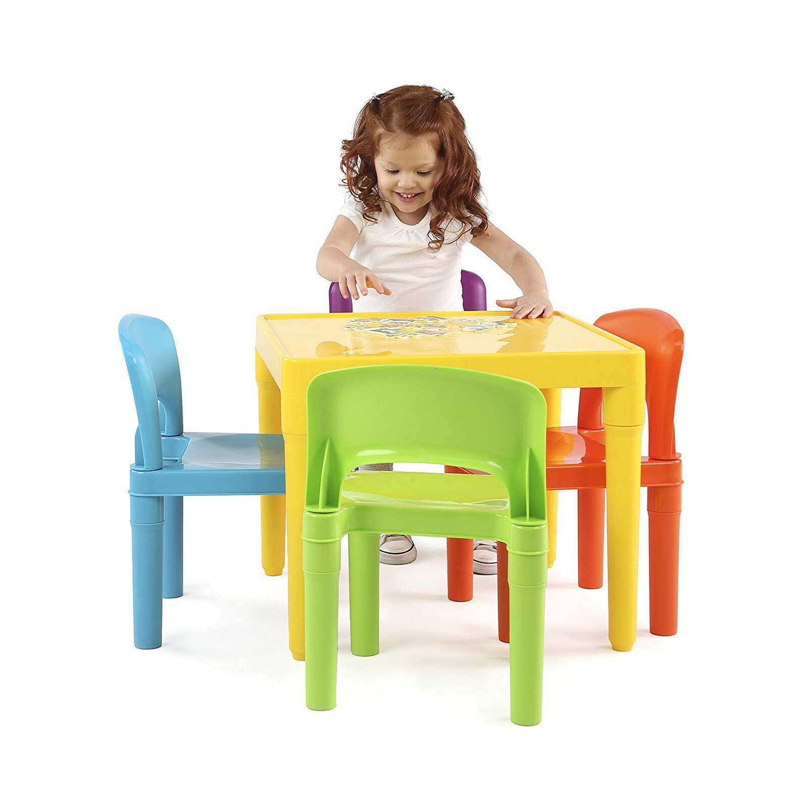 Kids Plastic 5-Piece Table & 4 Chairs Set (Multicoloured) - TRENDZ