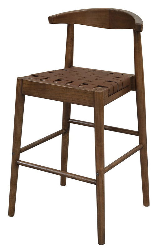 Elliot Leather Kitchen Counter Stool (Walnut) - TRENDZ