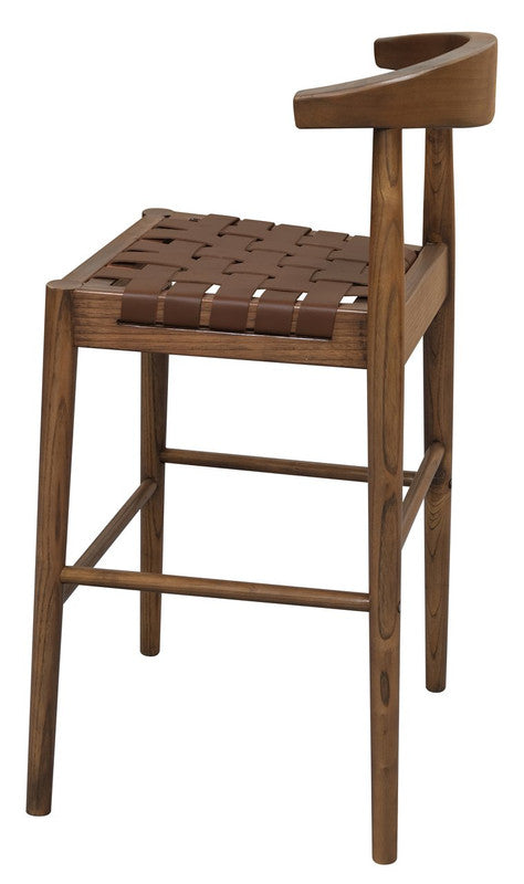 Elliot Leather Kitchen Counter Stool (Walnut) - TRENDZ