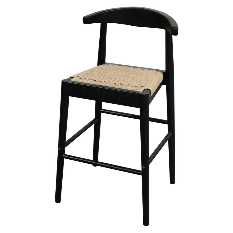 Arden Solid Oak Loom Kitchen Counter Stool (Black) - TRENDZ