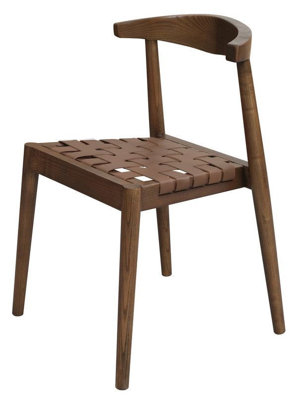 Elliot Leather Dining Chair (Walnut) - TRENDZ