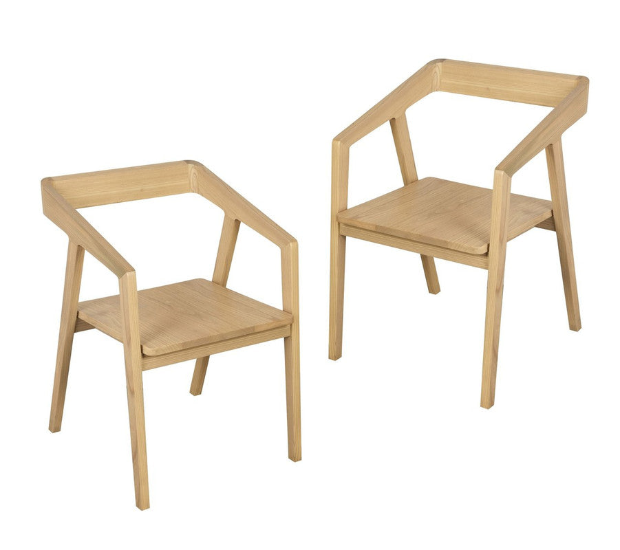 Kyoto Solid Oak Arm Chair - Set of 2 (Natural) - TRENDZ