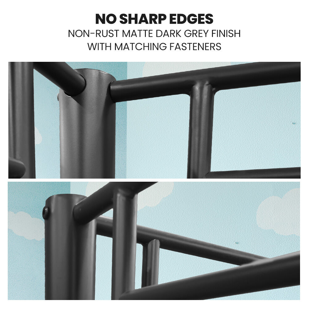 Kingston Slumber 2in1 King Single Metal Bunk Bed Frame, with Modular Design, Dark Matte Grey - TRENDZ