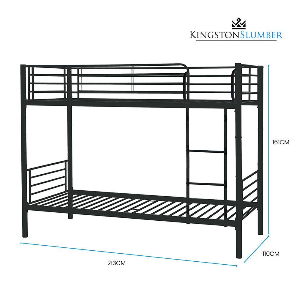 Kingston Slumber 2in1 King Single Metal Bunk Bed Frame, with Modular Design, Dark Matte Grey - TRENDZ