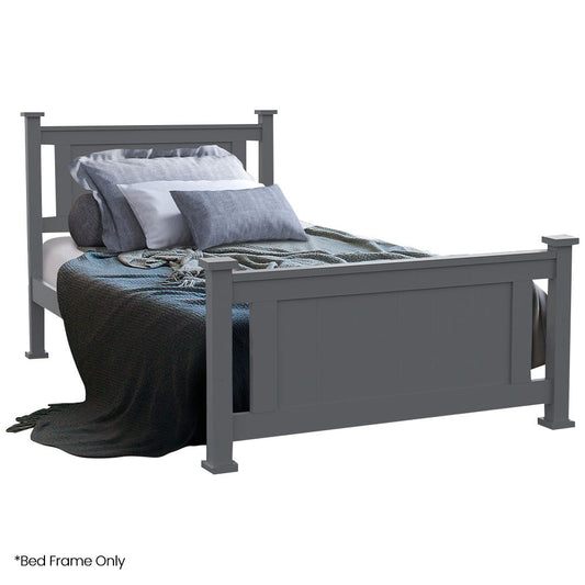 KINGSTON SLUMBER King Single Wooden Timber Bed Frame, Grey - TRENDZ