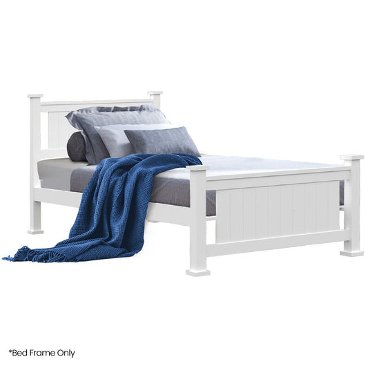 KINGSTON SLUMBER King Single Wooden Timber Bed Frame, White - TRENDZ