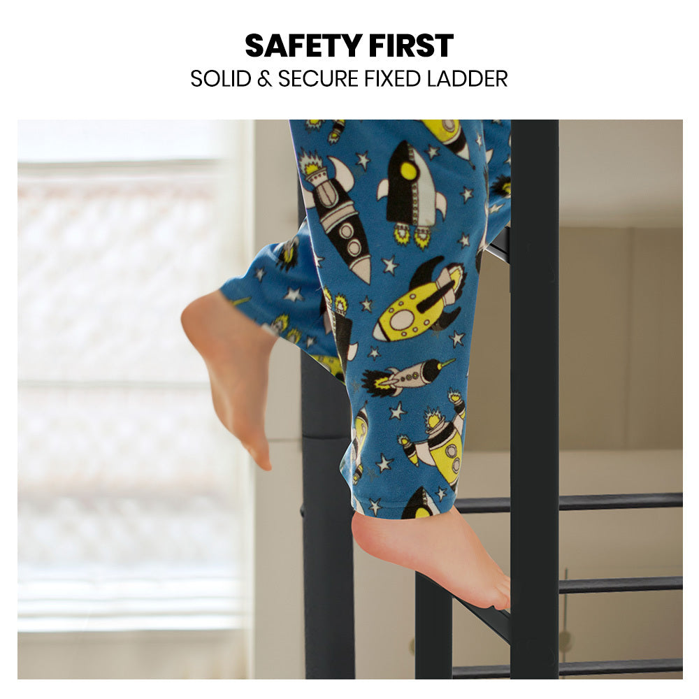 Kingston Slumber Metal Single over Double Bunk Bed Frame, Dark Matte Grey - TRENDZ