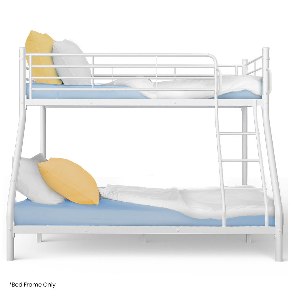 KINGSTON SLUMBER Single over Double Metal Bunk Bed Frame, Matte White - TRENDZ