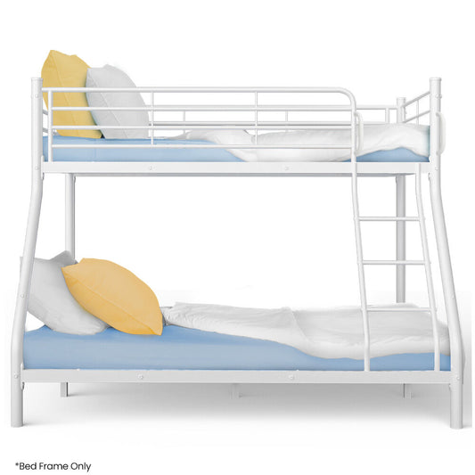 KINGSTON SLUMBER Single over Double Metal Bunk Bed Frame, Matte White - TRENDZ