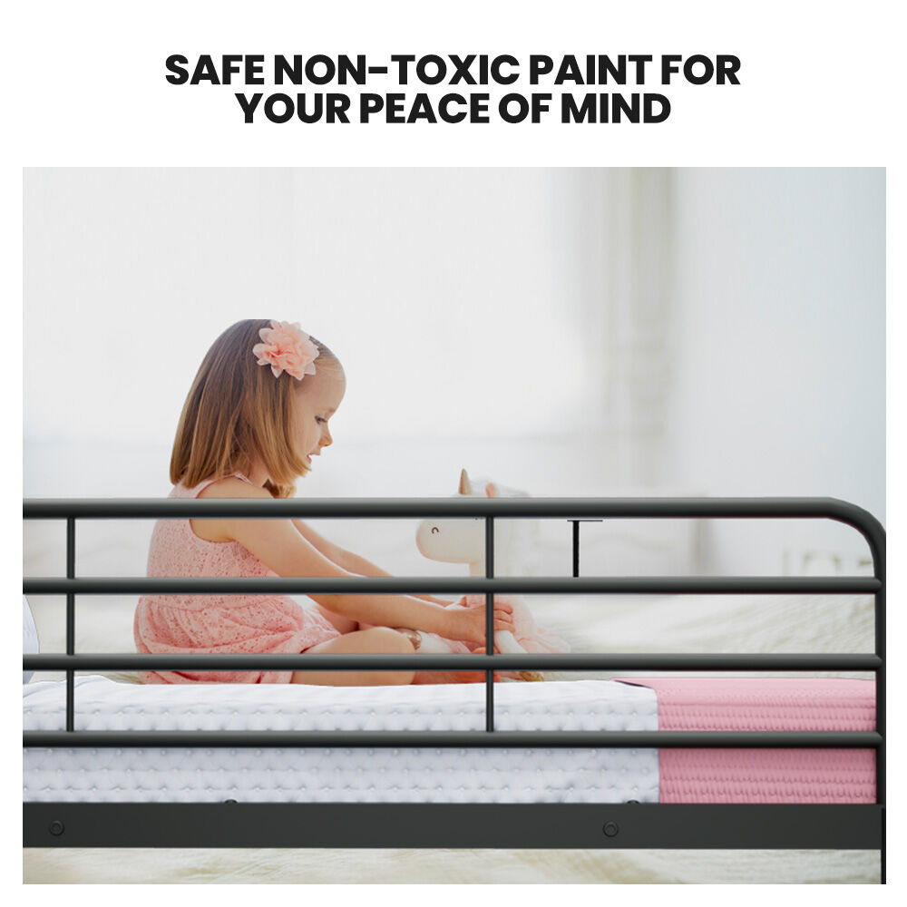 Kingston Slumber 2in1 Single Metal Bunk Bed Frame, with Modular Design, Dark Matte Grey - TRENDZ