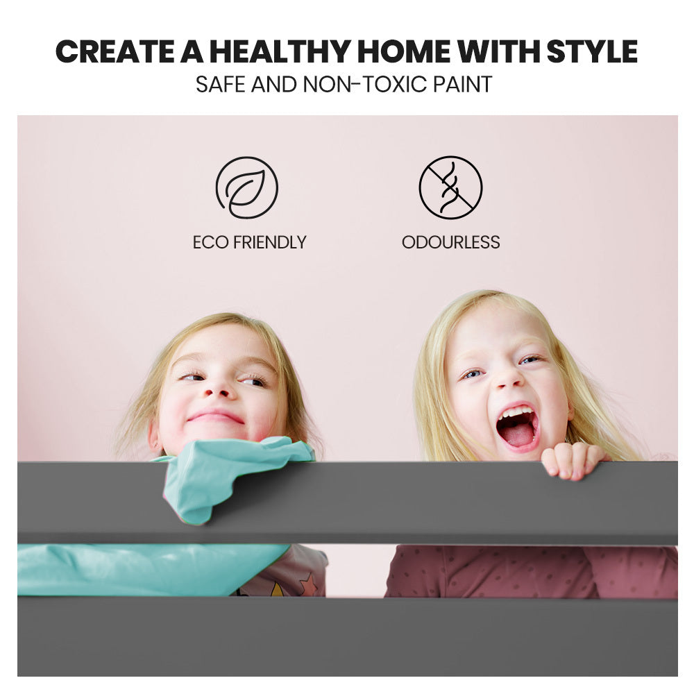 Kingston Slumber Single Bunk Bed Frame Solid Pine Wood Timber, Modular Design, Grey - TRENDZ