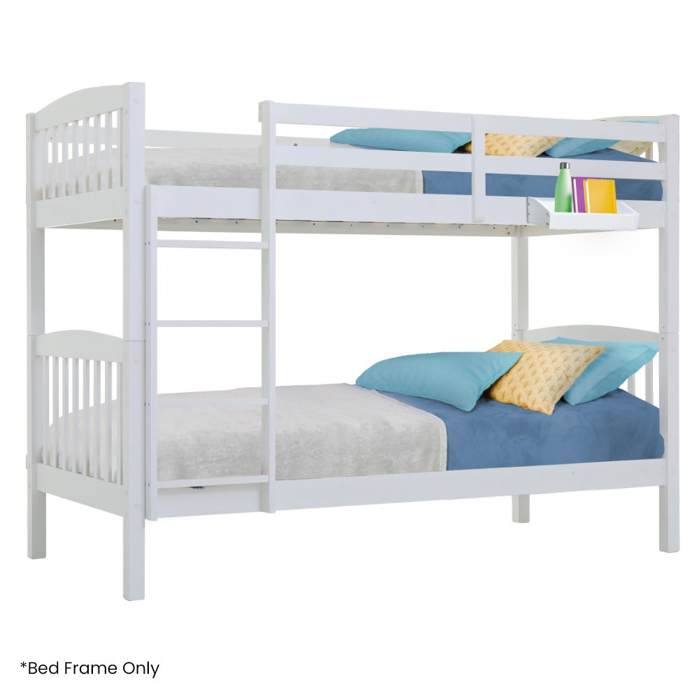 Kingston Slumber Wooden Kids Bunk Bed Frame, with Modular Design that can convert to 2 Single, White - TRENDZ
