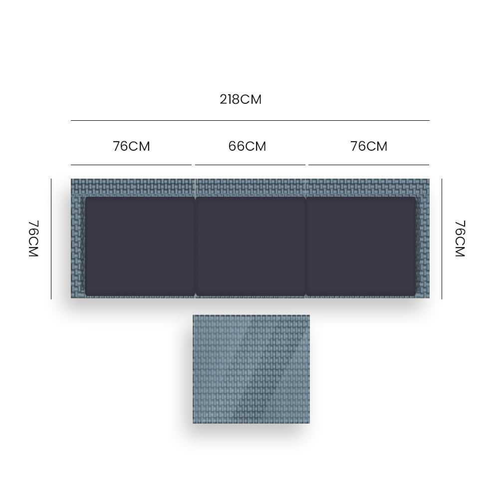 LONDON RATTAN 4 Piece 3 Seater Modular Outdoor Lounge Setting incl. Coffee Table, Grey - TRENDZ