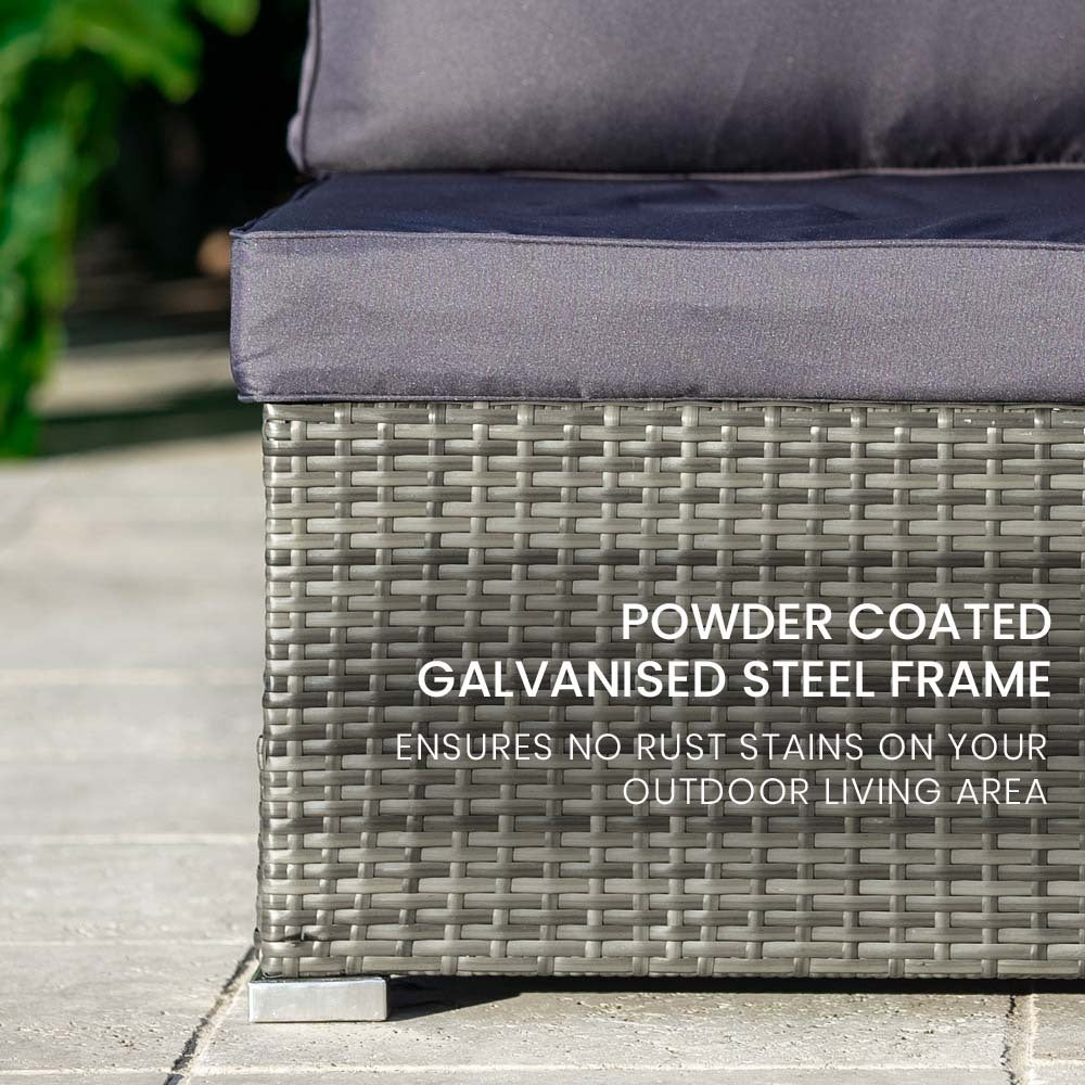 LONDON RATTAN 4 Piece 3 Seater Modular Outdoor Lounge Setting incl. Coffee Table, Grey - TRENDZ