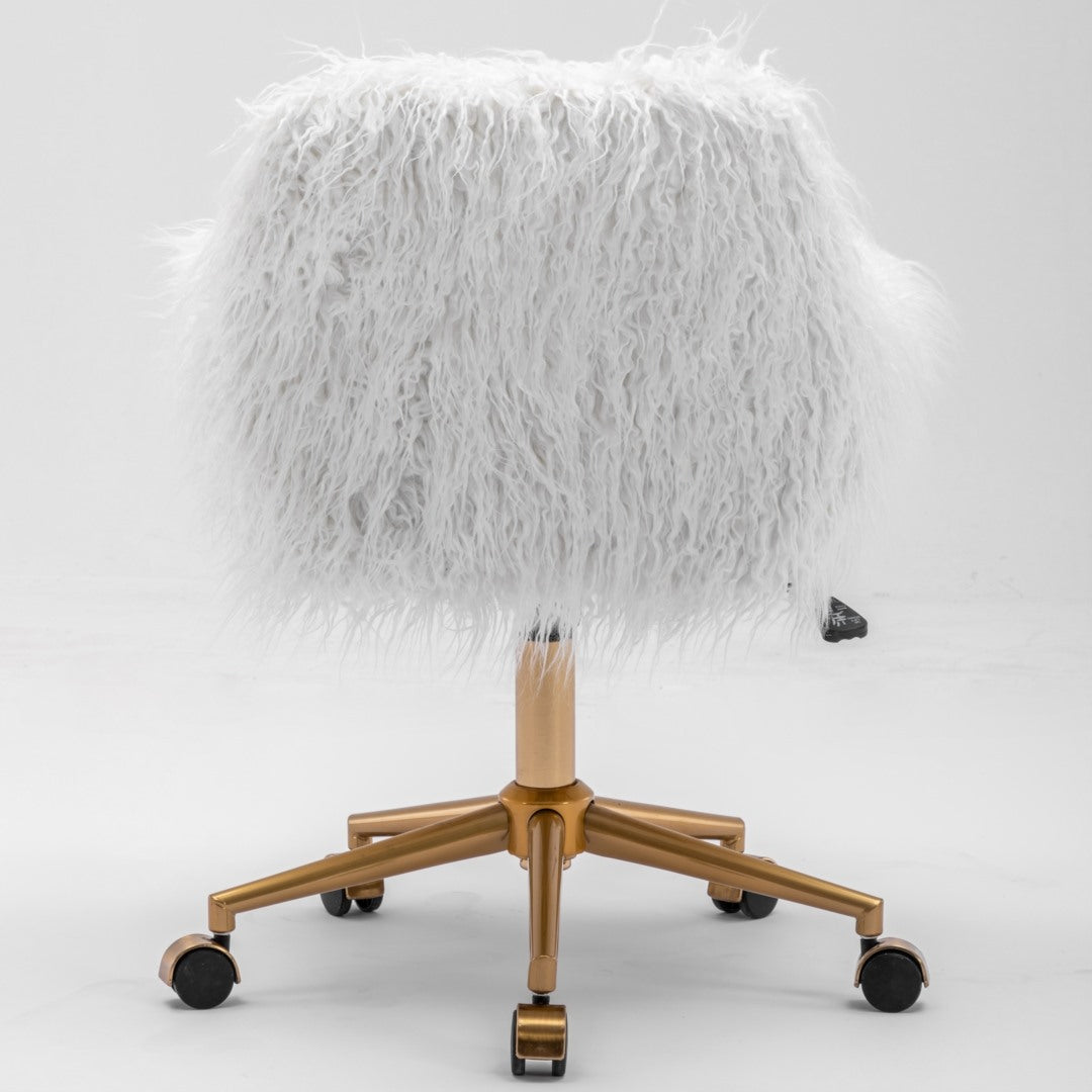 Fluffy Office Chair Faux Fur Modern Swivel Desk Chair for Women And Girls-White - TRENDZ