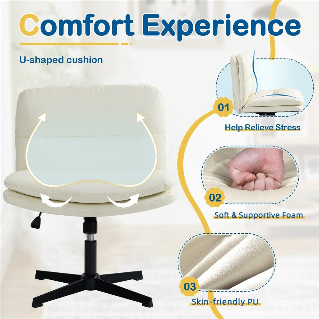 Faux Leather Home Office Chair -Beige - TRENDZ